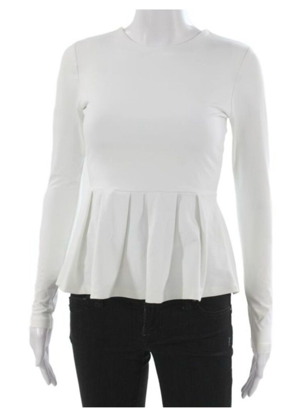 Susana Monaco White Long-Sleeve Peplum Top XL